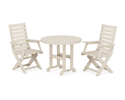 Captain Folding Chair 3-Piece Round Dining Set