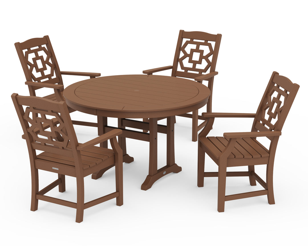 Martha Stewart by POLYWOOD® Chinoiserie 5-Piece Round Dining Set with Trestle Legs
