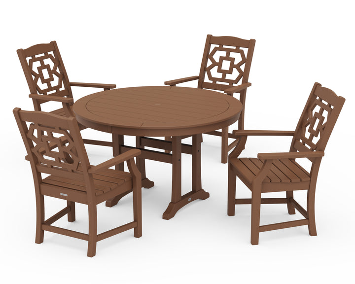 Martha Stewart by POLYWOOD® Chinoiserie 5-Piece Round Dining Set with Trestle Legs