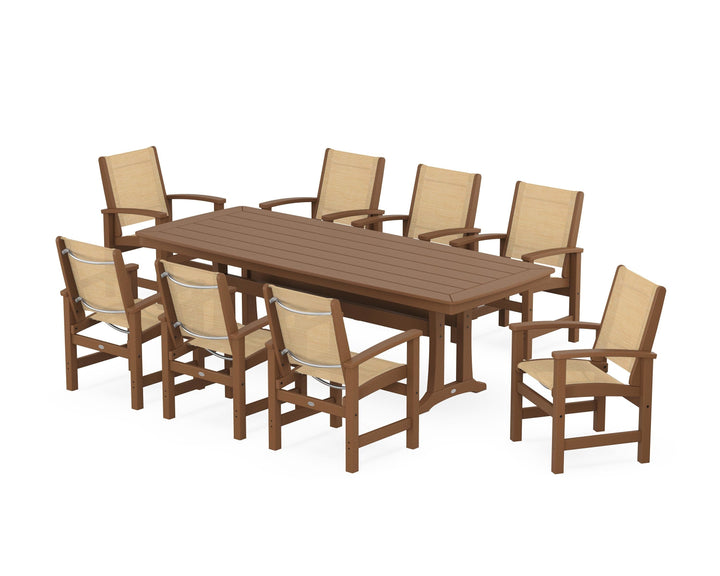 POLYWOOD® Coastal 9-Piece Dining Set with Trestle Legs