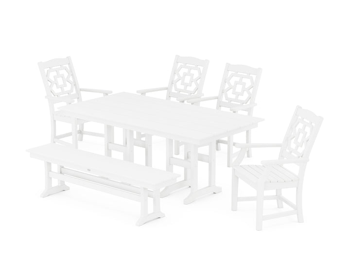 Martha Stewart by POLYWOOD® Chinoiserie 6-Piece Farmhouse Dining Set with Bench