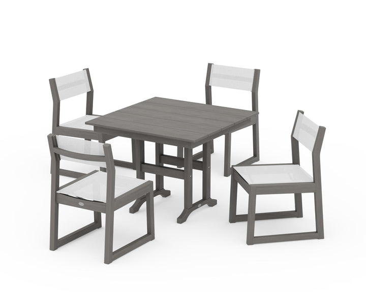 POLYWOOD® EDGE Sling Side Chair 5-Piece Farmhouse Dining Set