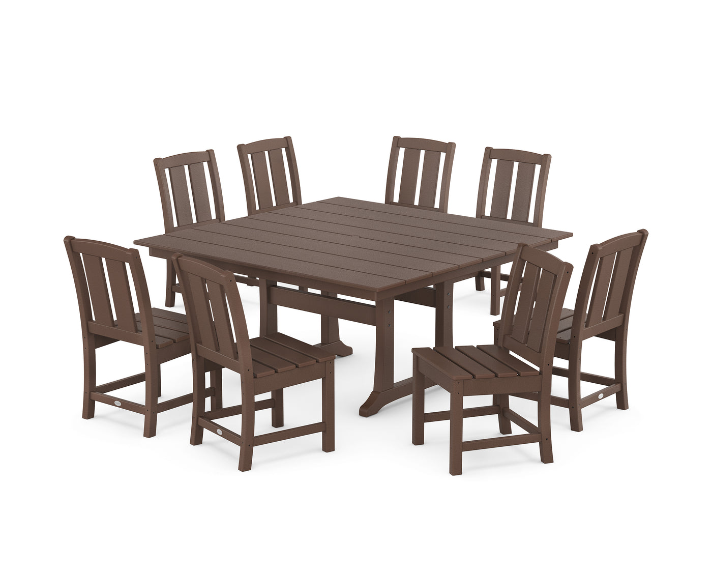 Mission Side Chair 9-Piece Square Farmhouse Dining Set with Trestle Legs