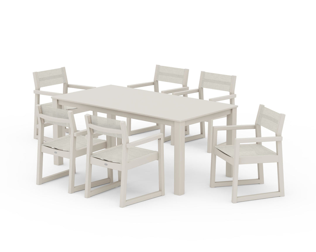 POLYWOOD® EDGE Sling Arm Chair 7-Piece Parsons Dining Set