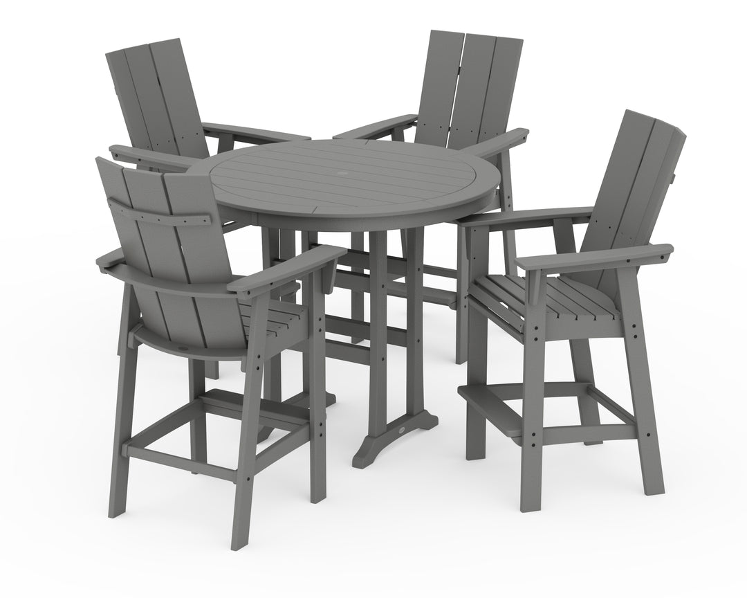 POLYWOOD® Modern Curveback Adirondack 5-Piece Nautical Trestle Bar Set
