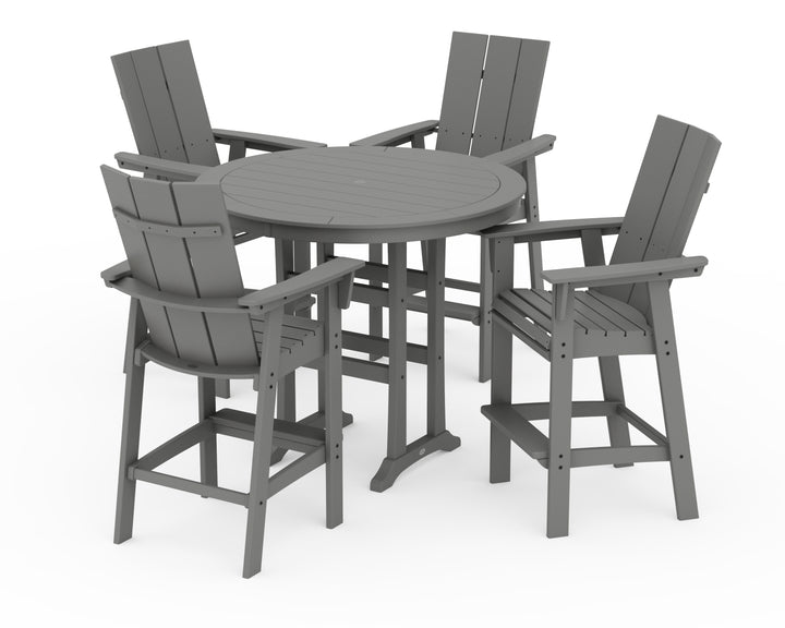 POLYWOOD® Modern Curveback Adirondack 5-Piece Nautical Trestle Bar Set