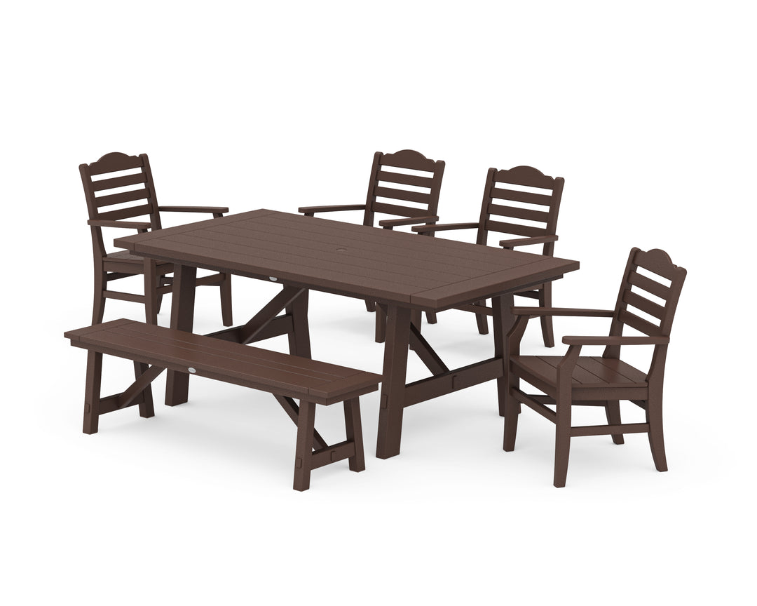 POLYWOOD® Savannah 6-Piece Rustic Farmhouse Dining Set with Bench