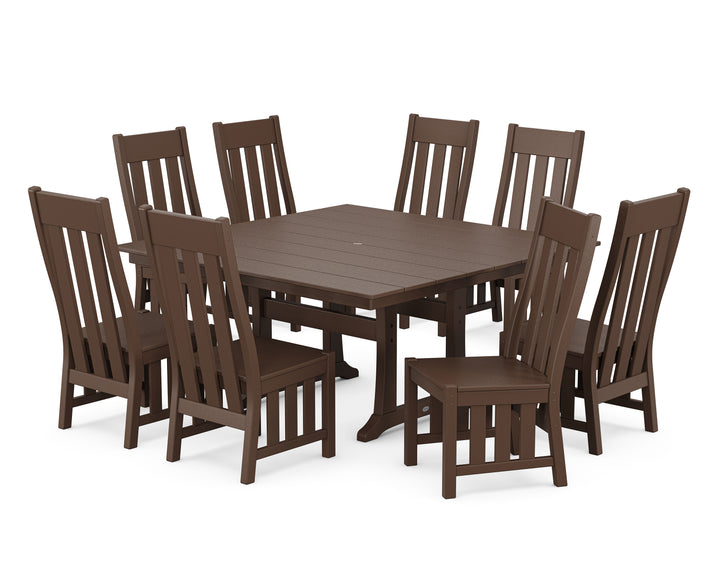 Martha Stewart by POLYWOOD® Acadia Side Chair 9-Piece Square Farmhouse Dining Set with Trestle Legs