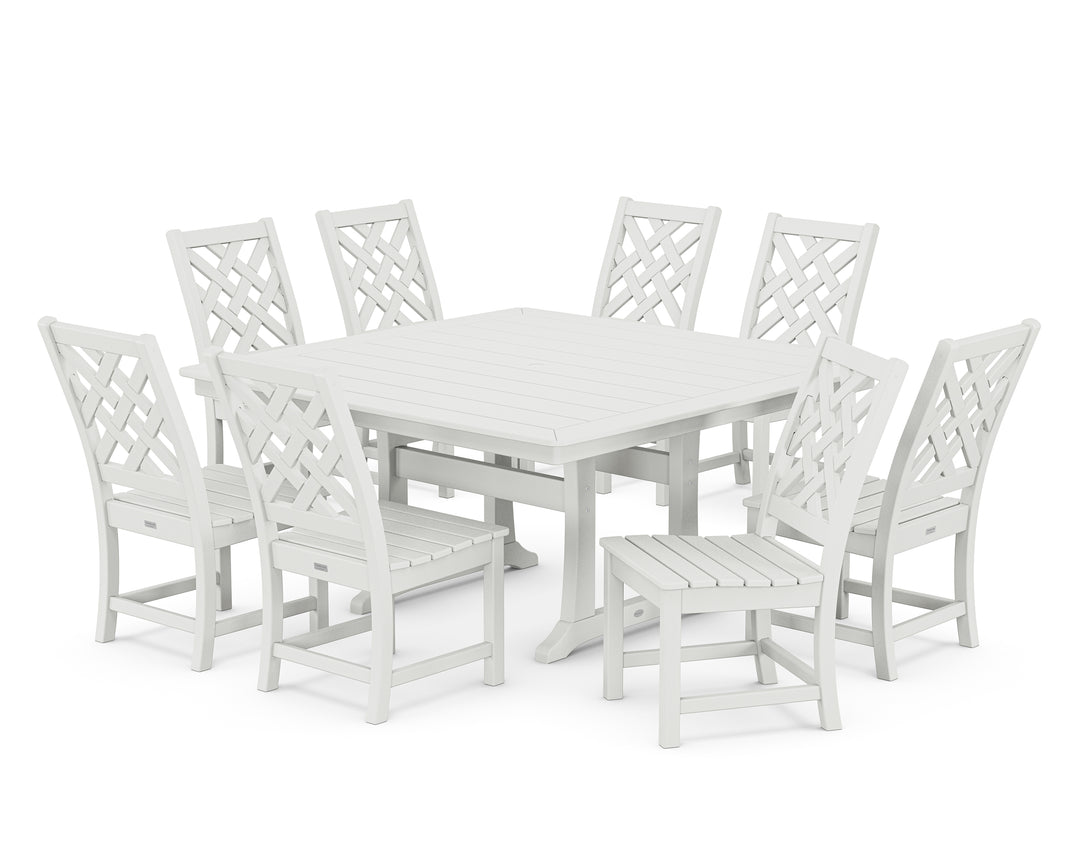 Country Living Wovendale Side Chair 9-Piece Square Dining Set with Trestle Legs