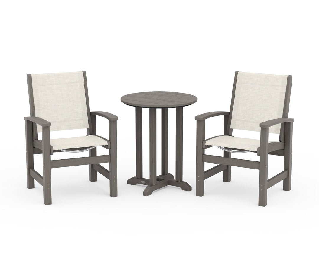POLYWOOD® Coastal 3-Piece Round Bistro Dining Set
