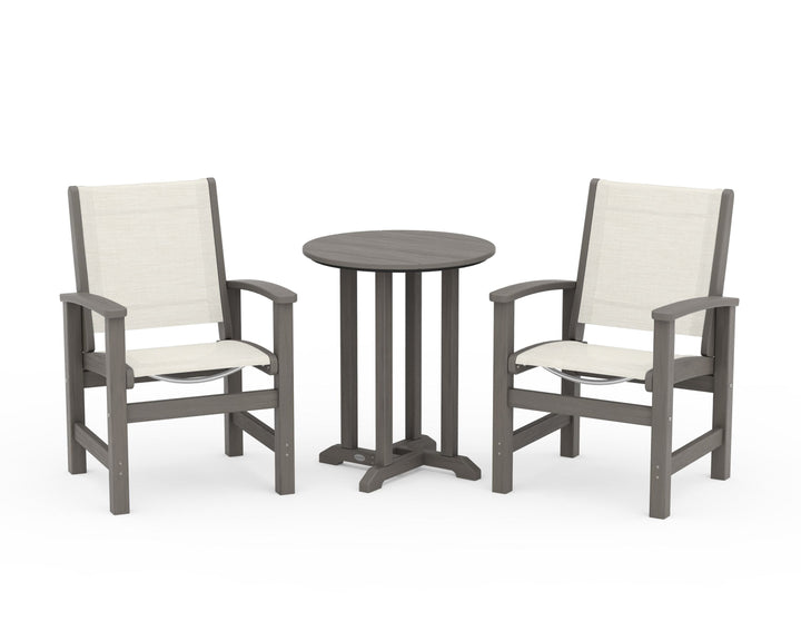 POLYWOOD® Coastal 3-Piece Round Bistro Dining Set