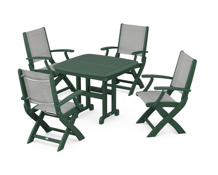 POLYWOOD® Coastal Folding Chair 5-Piece Dining Set