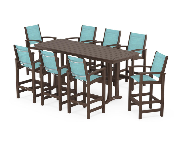 POLYWOOD® Coastal 9-Piece Bar Set with Trestle Legs