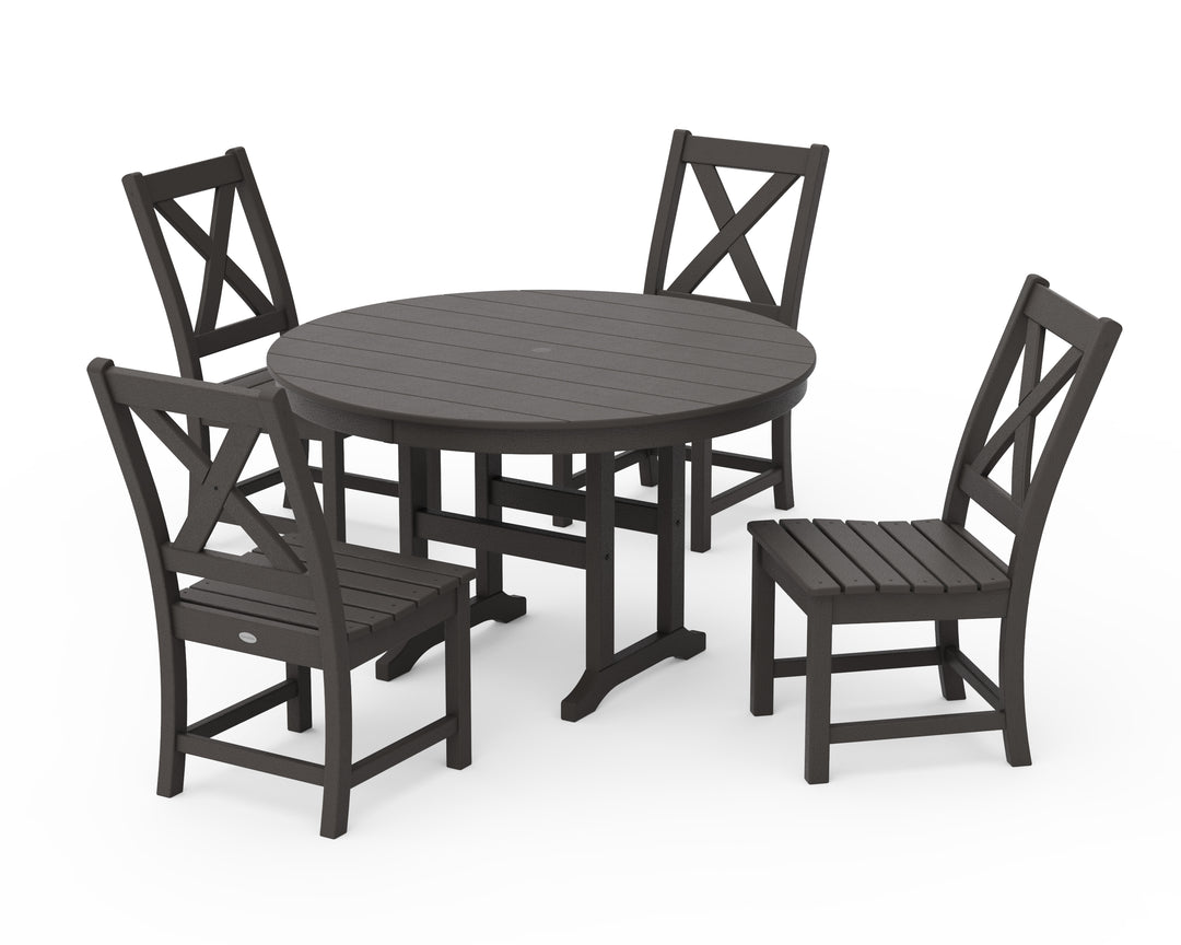 POLYWOOD® Braxton Side Chair 5-Piece Round Dining Set