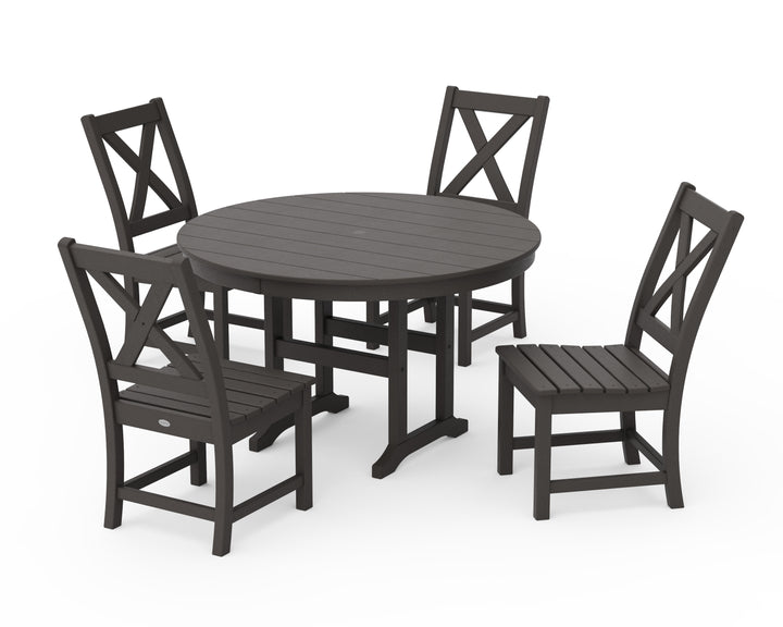 POLYWOOD® Braxton Side Chair 5-Piece Round Dining Set