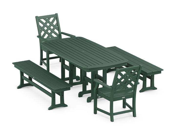 Country Living Wovendale 5-Piece Dining Set with Benches