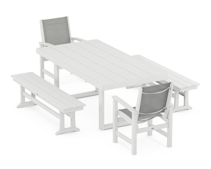 POLYWOOD® Coastal 5-Piece Dining Set with Trestle Legs