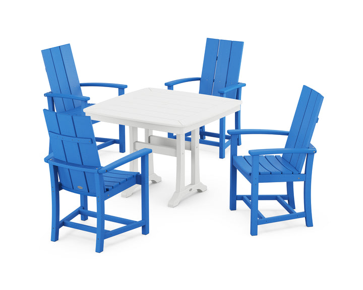 POLYWOOD® Modern Adirondack 5-Piece Dining Set with Trestle Legs