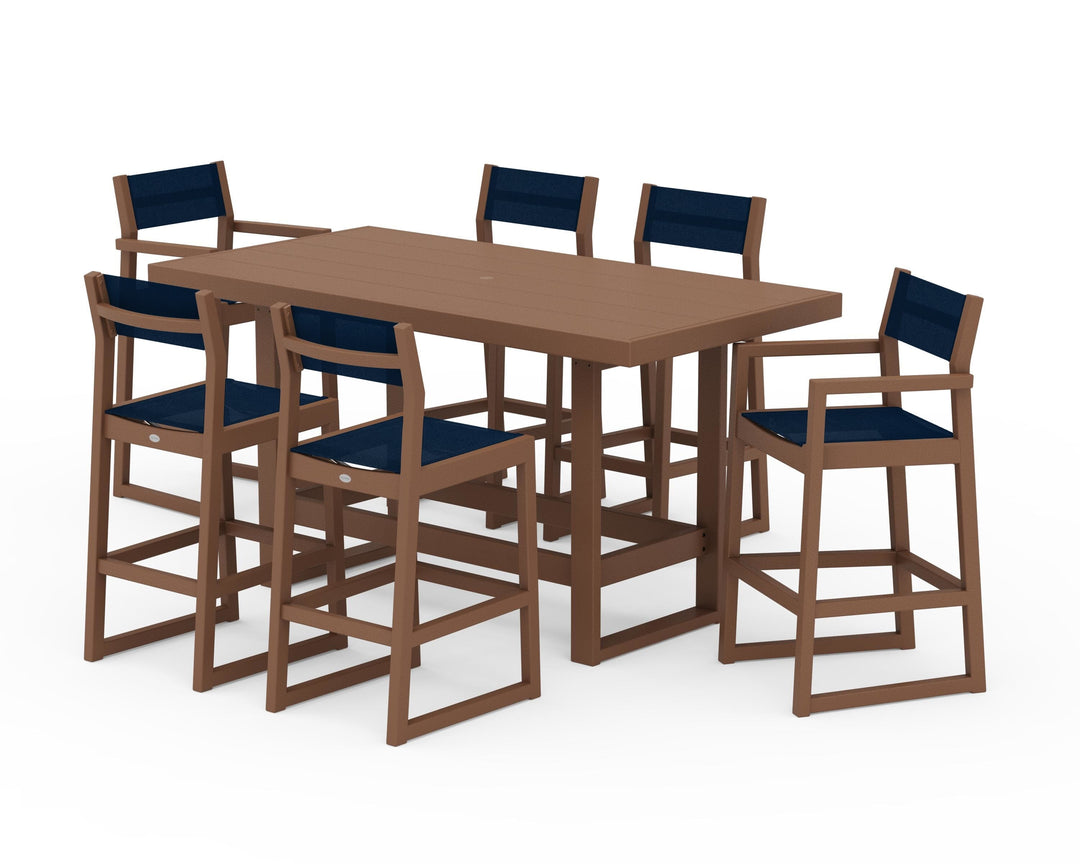 POLYWOOD® EDGE Sling 7-Piece Bar Table Set