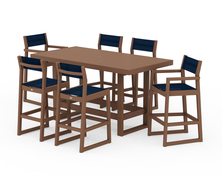 POLYWOOD® EDGE Sling 7-Piece Bar Table Set