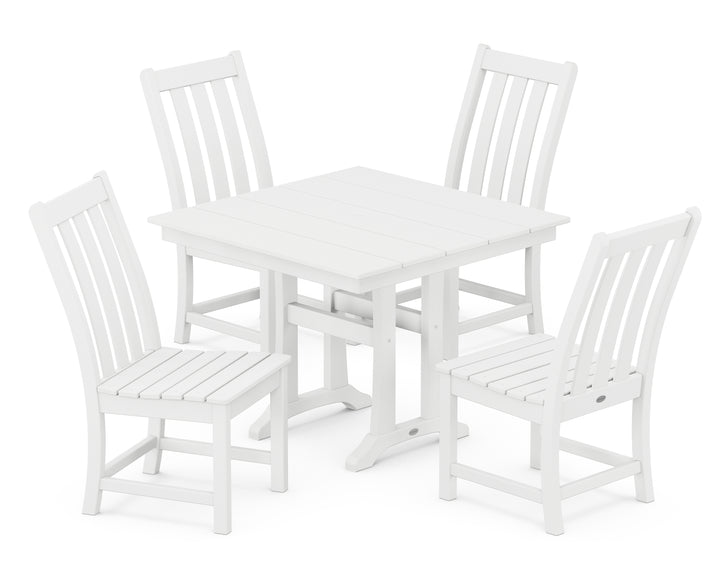 POLYWOOD® Vineyard 5-Piece Farmhouse Trestle Side Chair Dining Set