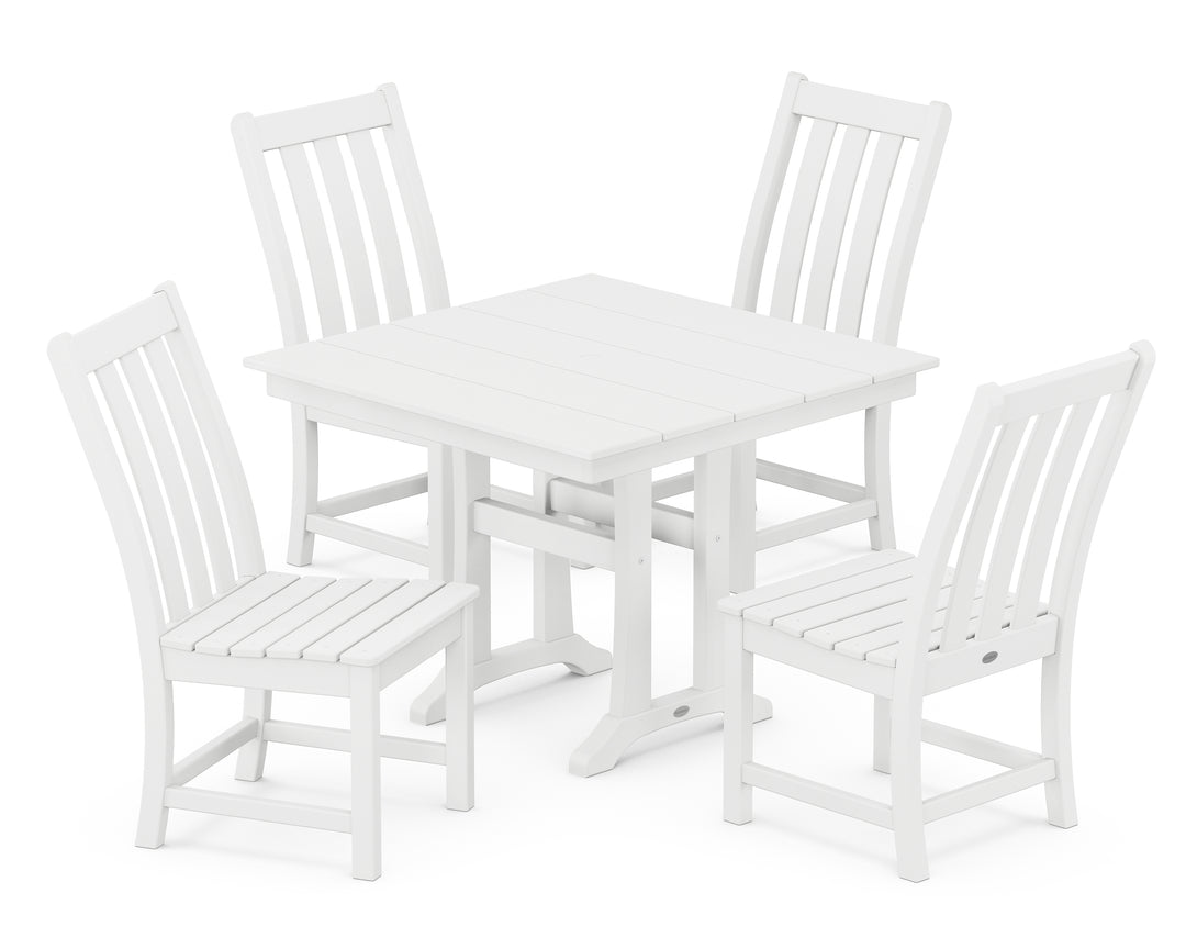 POLYWOOD® Vineyard 5-Piece Farmhouse Trestle Side Chair Dining Set