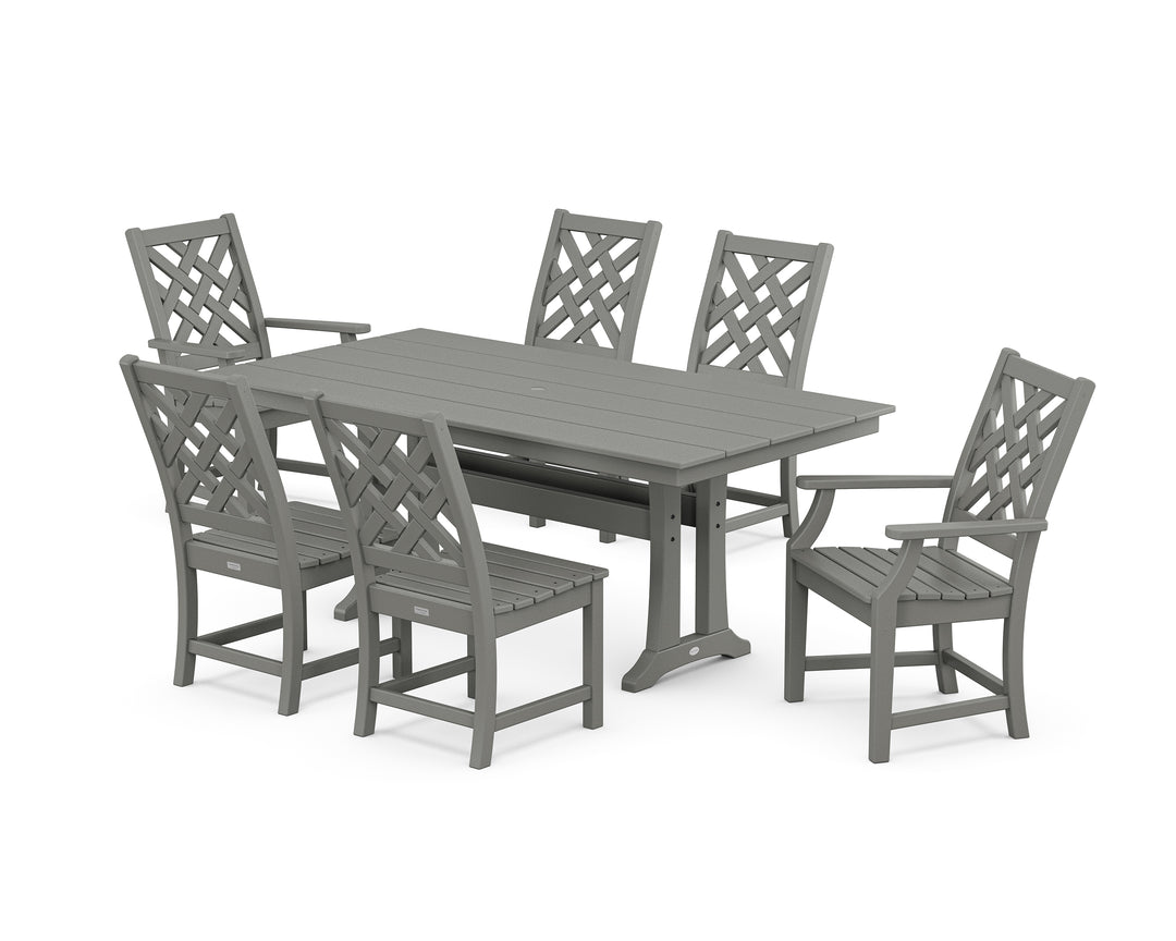 Country Living Wovendale 7-Piece Farmhouse Dining Set with Trestle Legs