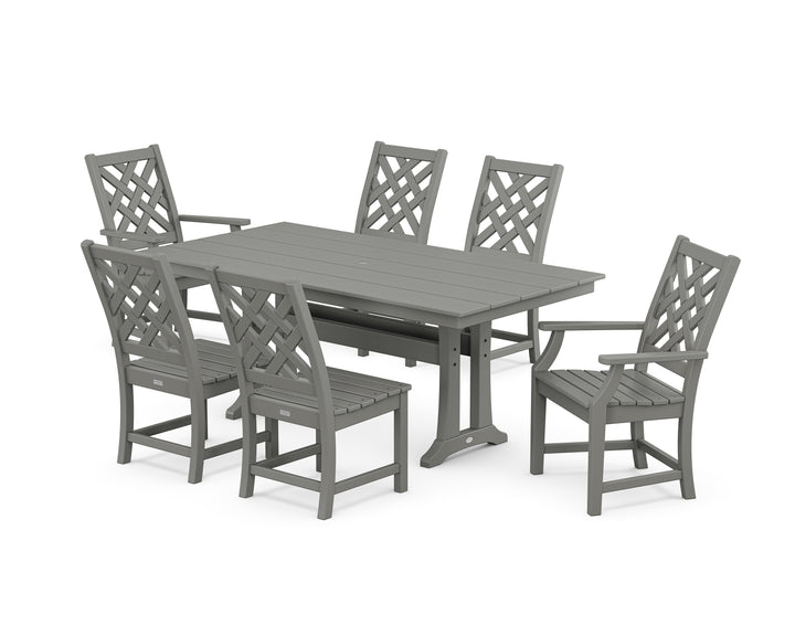 Country Living Wovendale 7-Piece Farmhouse Dining Set with Trestle Legs
