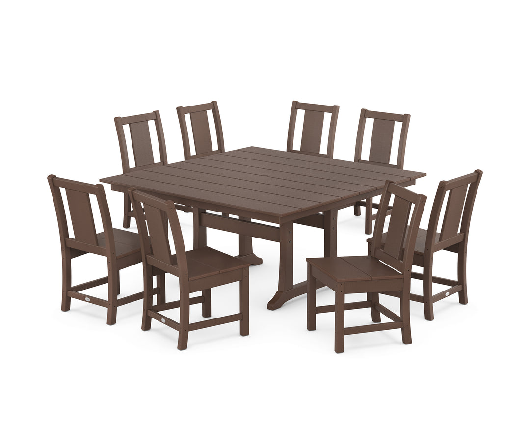 POLYWOOD® Prairie Side Chair 9-Piece Square Farmhouse Dining Set with Trestle Legs