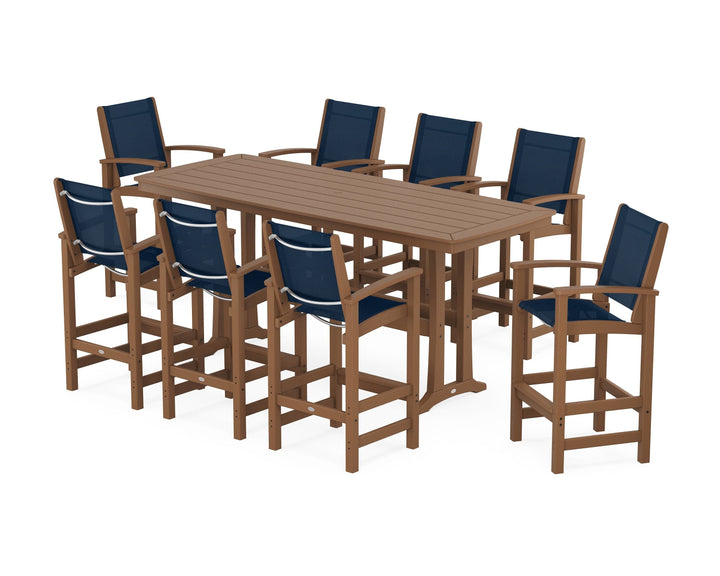 POLYWOOD® Coastal 9-Piece Bar Set with Trestle Legs