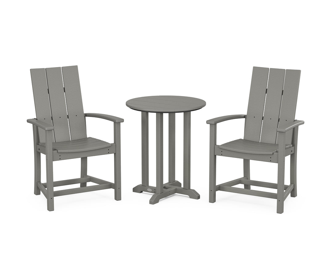 POLYWOOD® Modern Adirondack 3-Piece Round Farmhouse Bistro Dining Set