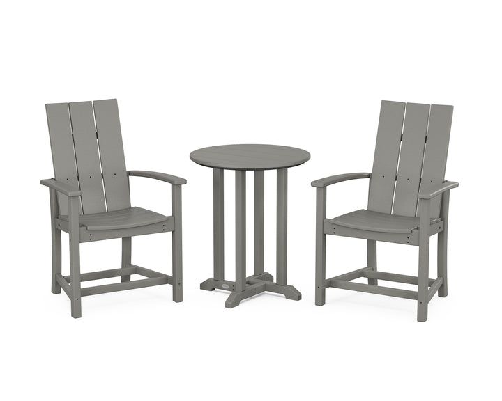 POLYWOOD® Modern Adirondack 3-Piece Round Farmhouse Bistro Dining Set