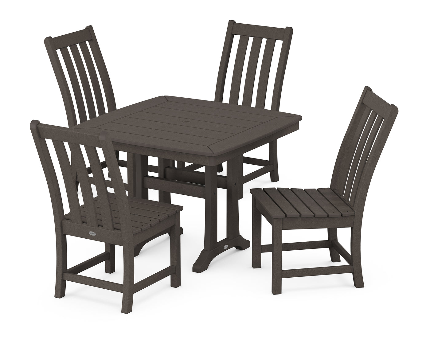 Vineyard Side Chair 5-Piece Dining Set with Trestle Legs