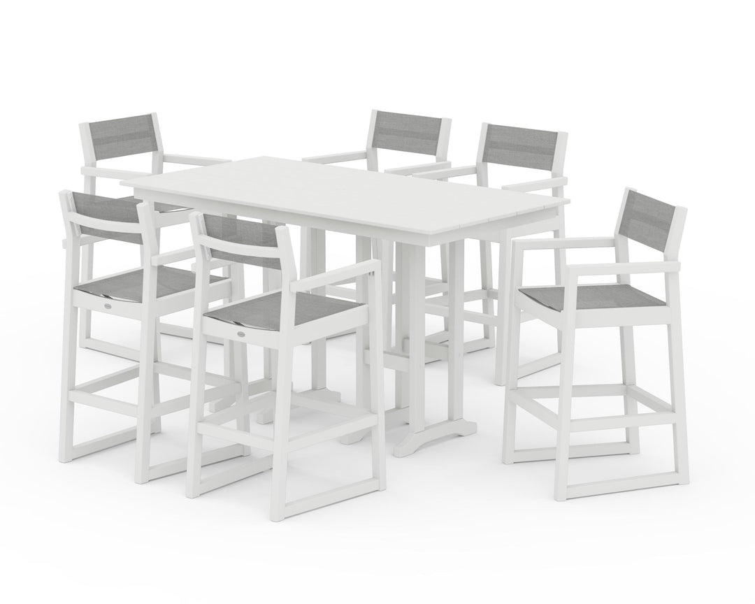 POLYWOOD® EDGE Sling Arm Chair 7-Piece Farmhouse Bar Set