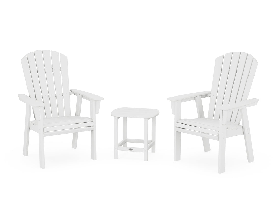 POLYWOOD® Nautical 3-Piece Curveback Upright Adirondack Chair Set