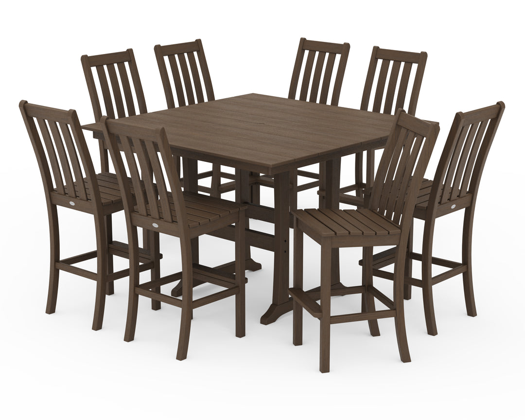 POLYWOOD® Vineyard 9-Piece Farmhouse Trestle Bar Set