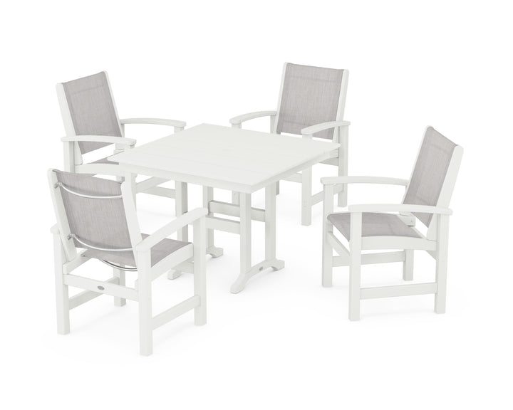 POLYWOOD® Coastal 5-Piece Farmhouse Dining Set