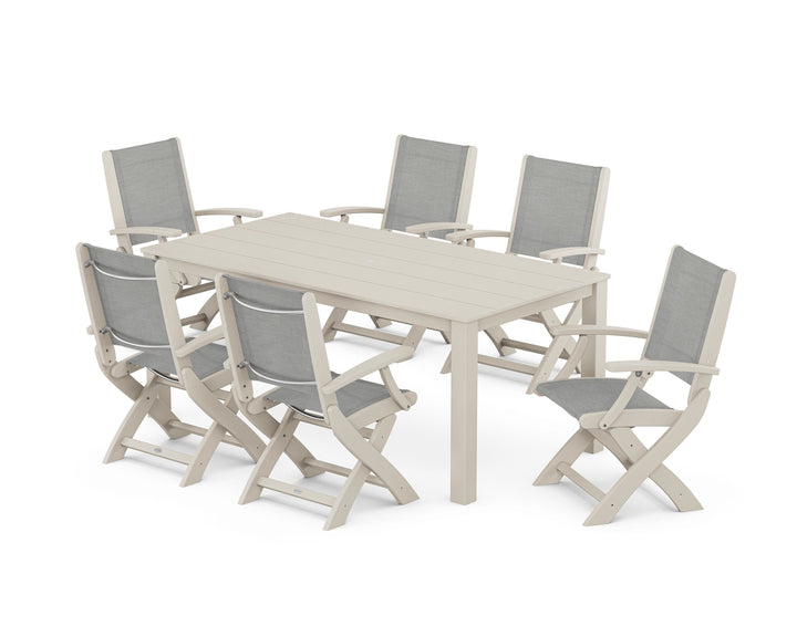POLYWOOD® Coastal Folding Chair 7-Piece Parsons Dining Set