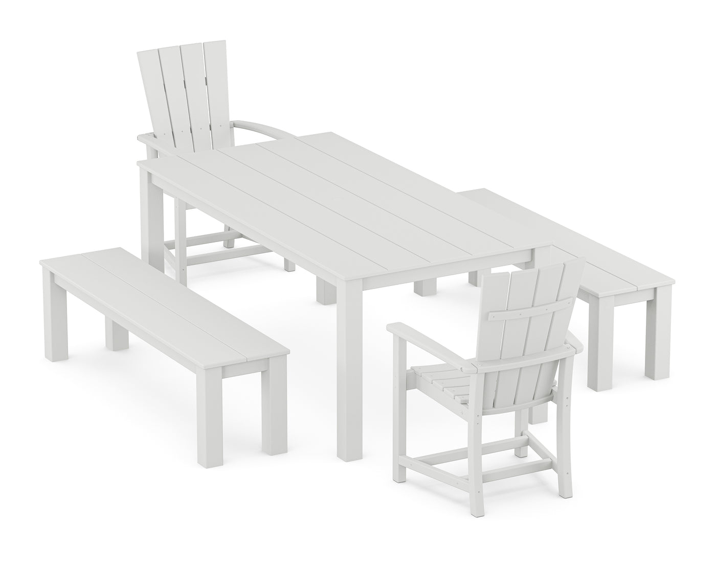 Quattro 5-Piece Parsons Dining Set with Benches