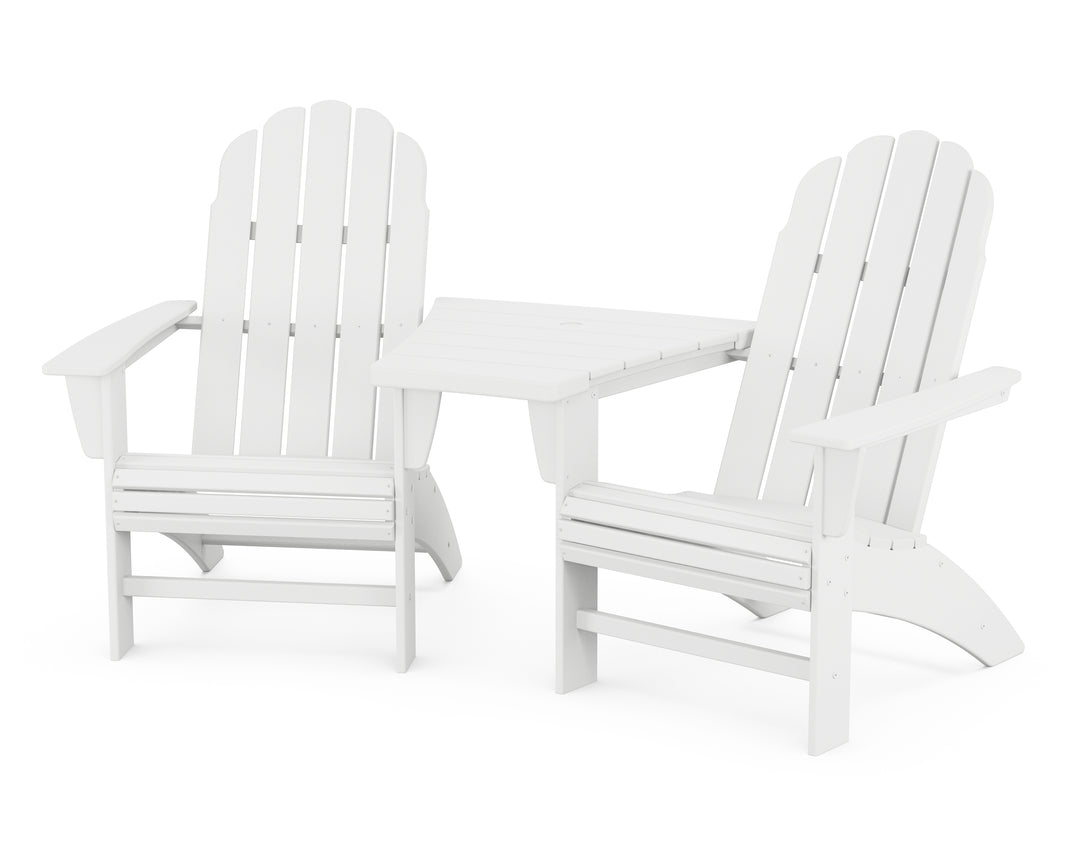 POLYWOOD® Vineyard 3-Piece Curveback Adirondack Set with Angled Connecting Table