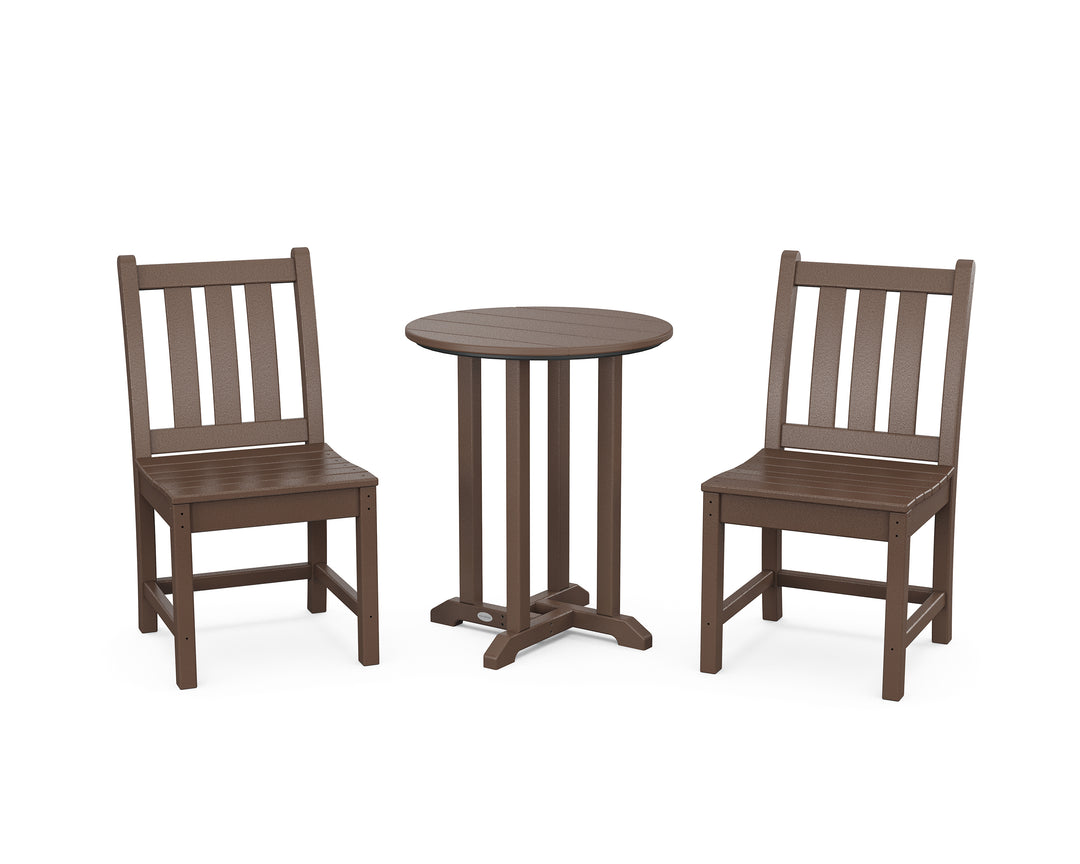 POLYWOOD® Traditional Garden Side Chair 3-Piece Round Bistro Dining Set