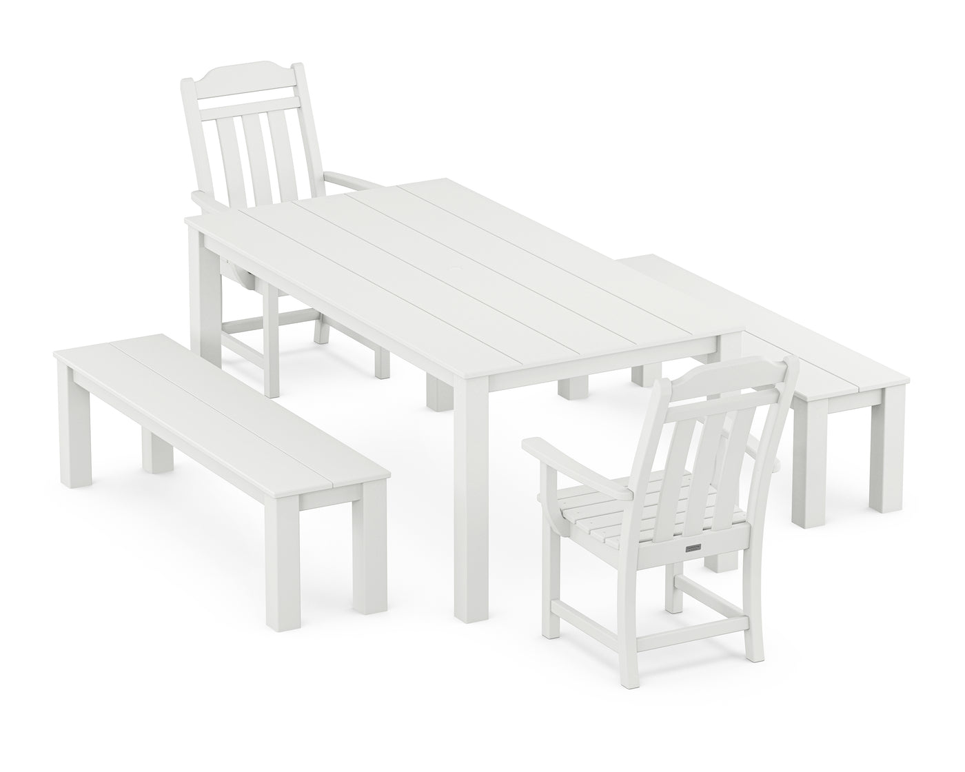 Cottage 5-Piece Parsons Dining Set with Benches