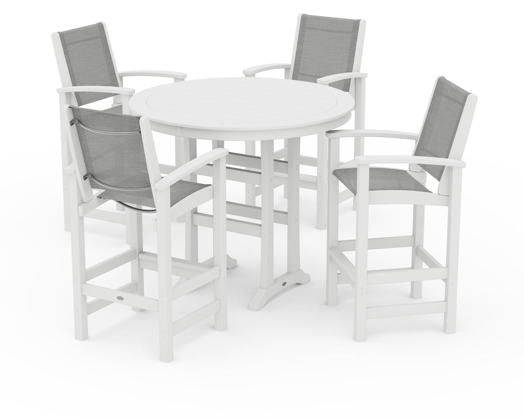 POLYWOOD® Coastal 5-Piece Nautical Trestle Bar Set