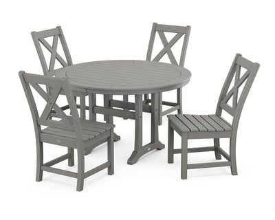 Braxton Side Chair 5-Piece Round Dining Set With Trestle Legs