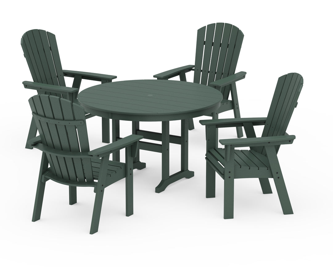 POLYWOOD® Nautical Adirondack 5-Piece Round Farmhouse Dining Set