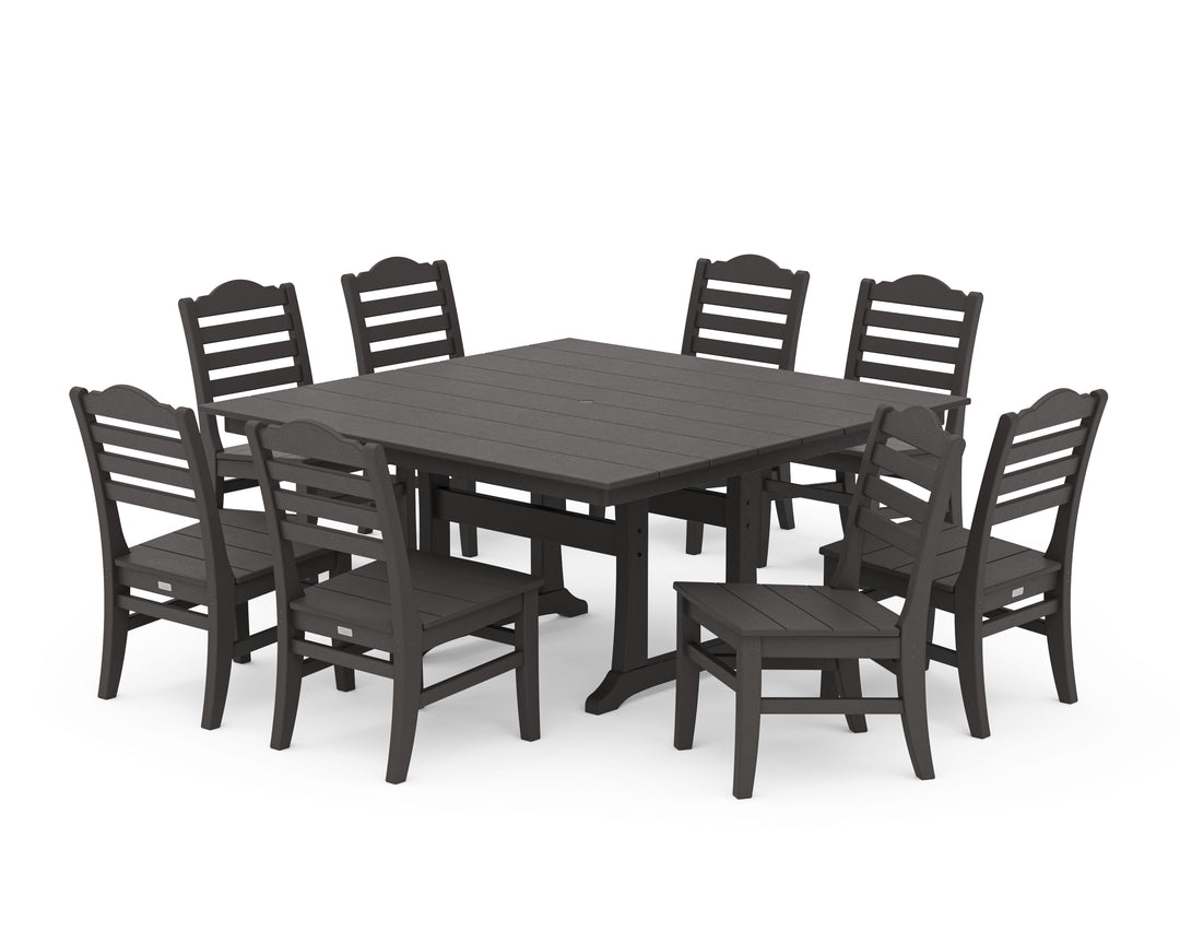 POLYWOOD® Savannah Side Chair 9-Piece Square Farmhouse Dining Set with Trestle Legs