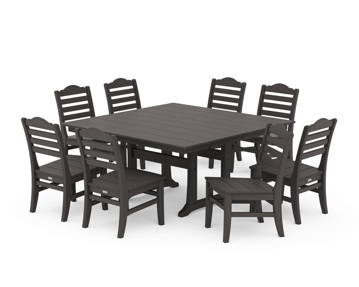 POLYWOOD® Savannah Side Chair 9-Piece Square Farmhouse Dining Set with Trestle Legs