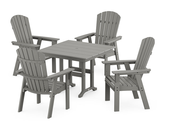 POLYWOOD® Nautical Curveback Adirondack 5-Piece Farmhouse Dining Set