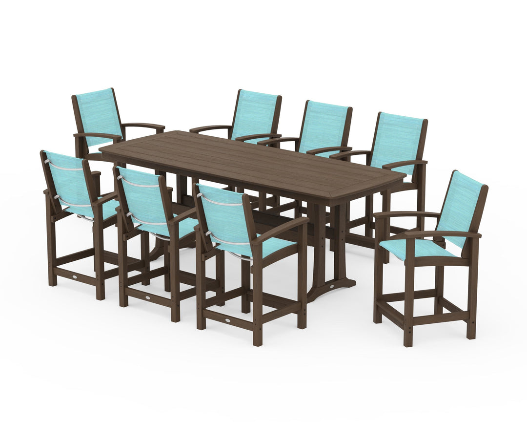 POLYWOOD® Coastal 9-Piece Counter Set with Trestle Legs