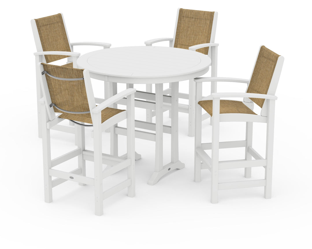 POLYWOOD® Coastal 5-Piece Nautical Trestle Bar Set